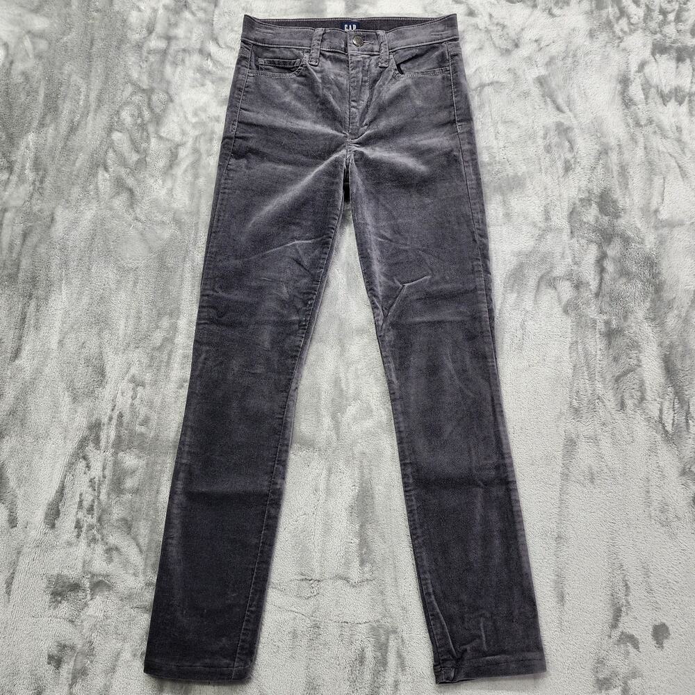 Gap Jeans‎ Womens 24 Gray Velvet Velour True Skinny High Rise Stretch Casual